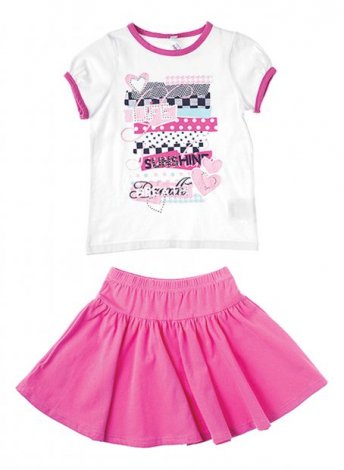 Розовый комплект футболка, юбка для девочки PlayToday 352025, вид 1
