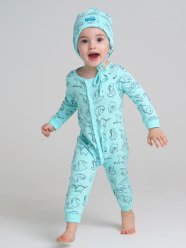 Светло-зеленый комплект: комбинезон, шапка для мальчика PlayToday Baby 12119033