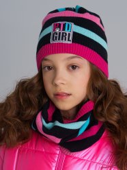 Разноцветный комплект: шапка, снуд для девочки PlayToday Tween 12121544