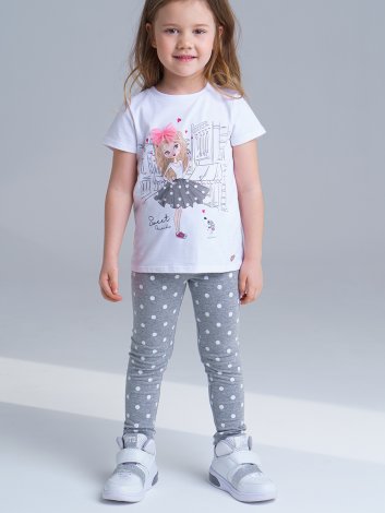 Белый комплект: футболка, легинсы для девочки PlayToday 12122261, вид 16
