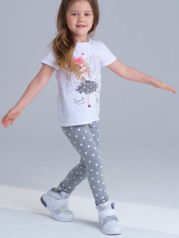 Белый комплект: футболка, легинсы для девочки PlayToday 12122261, вид 17