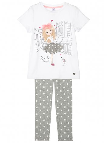 Белый комплект: футболка, легинсы для девочки PlayToday 12122261, вид 1