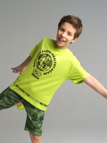 Светло-зеленая футболка для мальчика PlayToday Tween 12211001, вид 2