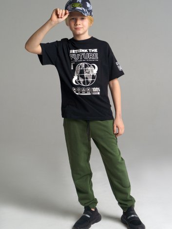 Темно-зеленые брюки для мальчика PlayToday Tween 12211009, вид 2