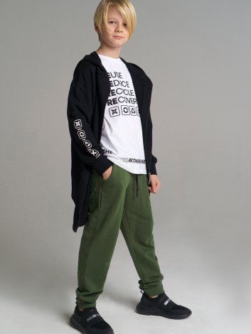 Темно-зеленые брюки для мальчика PlayToday Tween 12211009, вид 3