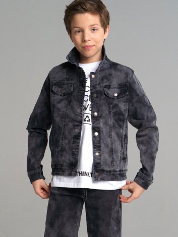 Черная куртка джинсовая для мальчика PlayToday Tween 12211030, вид 2