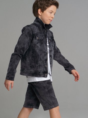 Черная куртка джинсовая для мальчика PlayToday Tween 12211030, вид 4