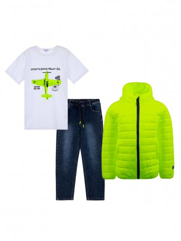 Желтый комплект: брюки джинсовые, куртка, футболка для мальчика PlayToday Tween 12211734, вид 7