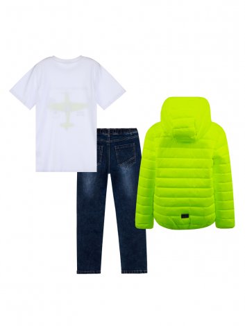 Желтый комплект: брюки джинсовые, куртка, футболка для мальчика PlayToday Tween 12211734, вид 8