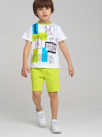 Светло-зеленый комплект: футболка, шорты для мальчика PlayToday 12212027, вид 3
