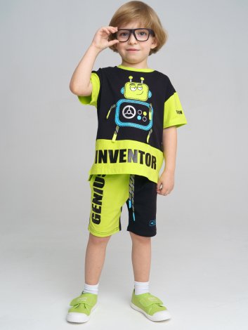 Светло-зеленый комплект: футболка, шорты для мальчика PlayToday 12212030, вид 1