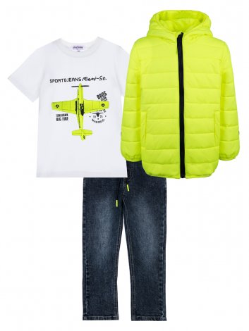 Желтый комплект: брюки джинсовые, куртка, футболка для мальчика PlayToday 12212047, вид 9