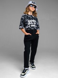 Черные брюки джинсовые для девочки PlayToday Tween 12221011