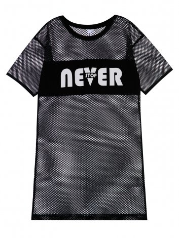 Черная футболка удлиненная для девочки PlayToday Tween 12221018, вид 1
