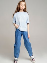 Голубые брюки джинсовые для девочки PlayToday Tween 12221127