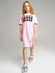 Светло-розовая футболка удлиненная для девочки PlayToday Tween 12221267