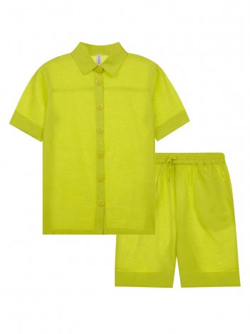 Светло-зеленый комплект: рубашка, шорты для девочки PlayToday Tween 12221322, вид 1