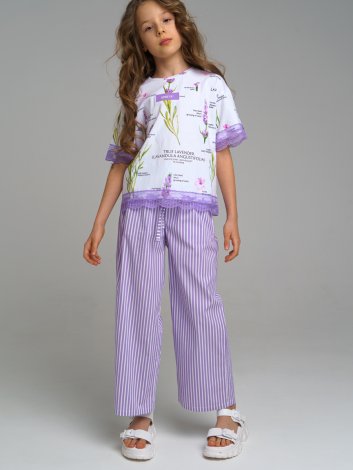 Фиолетовые брюки для девочки PlayToday Tween 12221323, вид 2