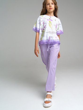 Фиолетовые брюки для девочки PlayToday Tween 12221323, вид 3