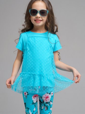Голубой комплект: футболка, майка для девочки PlayToday 12222033, вид 2