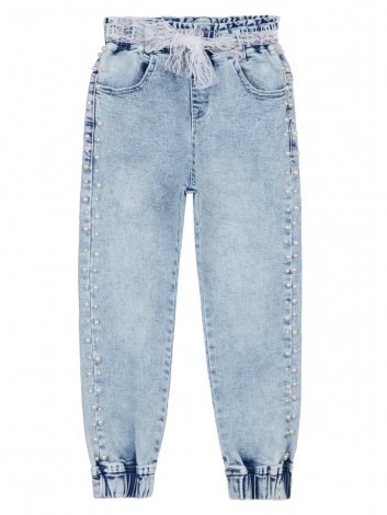 Голубые брюки джинсовые для девочки PlayToday 12222203, вид 4