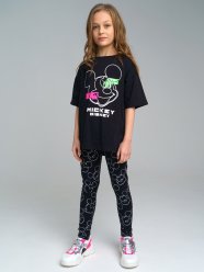 Черный комплект: футболка, легинсы для девочки PlayToday Tween 12241066
