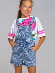 Голубой полукомбинезон джинсовый для девочки PlayToday Tween 12321085