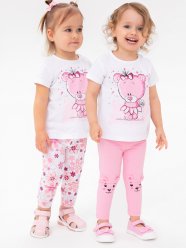 Разноцветные легинсы, 2 пары в комплекте для девочки PlayToday Baby 12329096