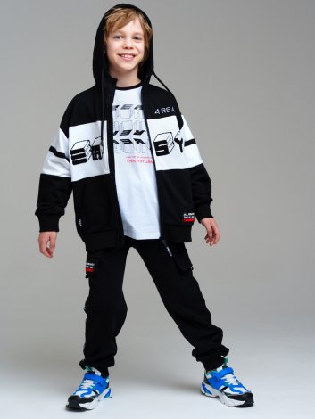 Черная толстовка для мальчика PlayToday Tween 12411135, вид 2