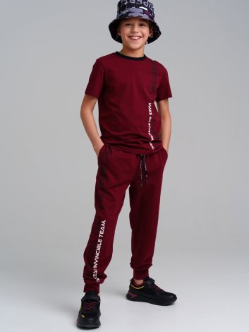 Вишневый комплект: футболка, брюки для мальчика PlayToday Tween 12411180, вид 1