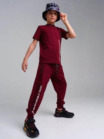 Вишневый комплект: футболка, брюки для мальчика PlayToday Tween 12411180, вид 2