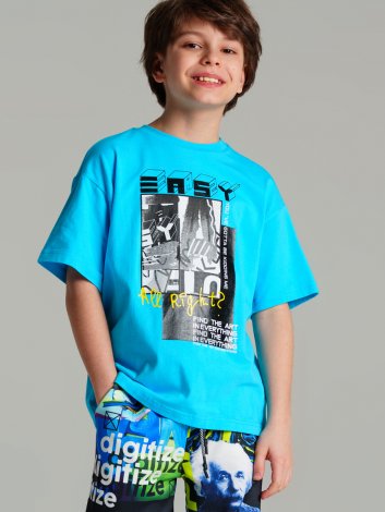 Голубая футболка для мальчика PlayToday Tween 12411930, вид 1