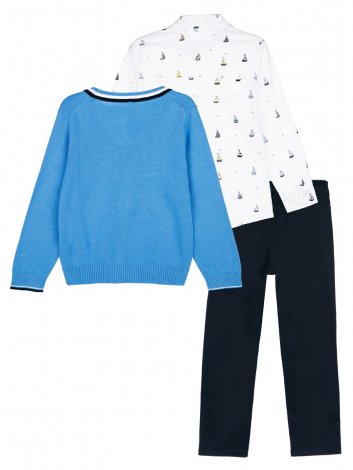 Белый комплект: брюки, кардиган, сорочка для мальчика PlayToday 12412253, вид 8