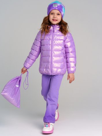 Светло-сиреневая куртка с полиуретановым покрытием для девочки PlayToday 12422015, вид 1