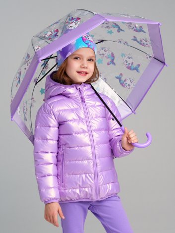Светло-сиреневая куртка с полиуретановым покрытием для девочки PlayToday 12422015, вид 2