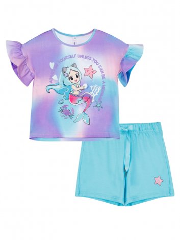 Голубой комплект: футболка, шорты для девочки PlayToday 12422297, вид 5