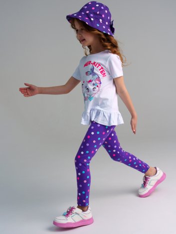 Белый комплект: футболка, легинсы для девочки PlayToday 12422299, вид 2