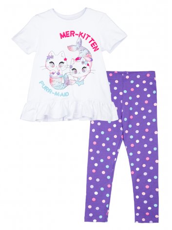 Белый комплект: футболка, легинсы для девочки PlayToday 12422299, вид 6