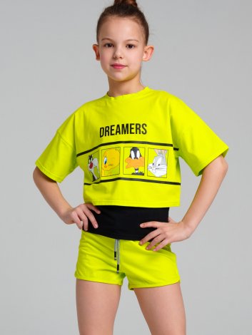 Черный комплект: майка, шорты, футболка для девочки PlayToday Tween 12441056, вид 1