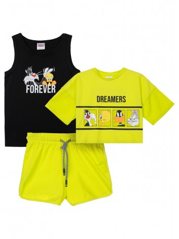 Черный комплект: майка, шорты, футболка для девочки PlayToday Tween 12441056, вид 6