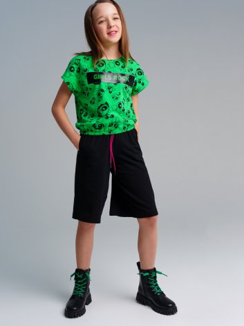 Зеленая футболка для девочки PlayToday Tween 12441907, вид 1