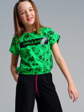 Зеленая футболка для девочки PlayToday Tween 12441907, вид 2