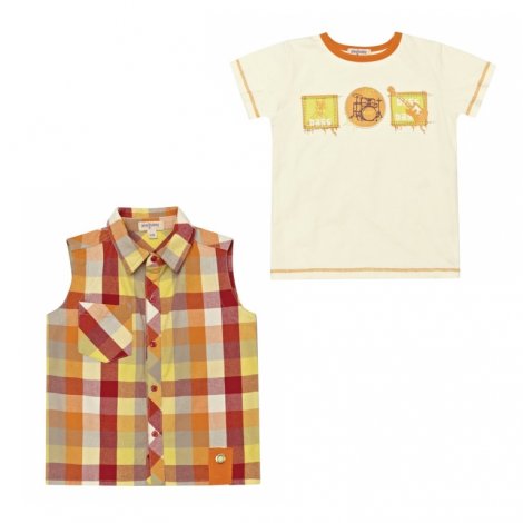 Оранжевый комплект : жилет, футболка для мальчика PlayToday 131070, вид 1