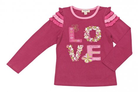 Ярко-розовая футболка с длинными рукавами для девочки PlayToday 132018, вид 1