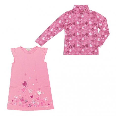 Розовый комплект : сарафан, водолазка для девочки PlayToday 132023, вид 1