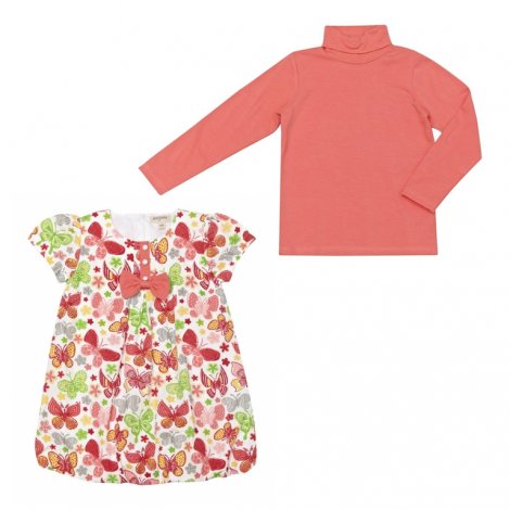 Розовый комплект : платье, водолазка для девочки PlayToday 132039, вид 1