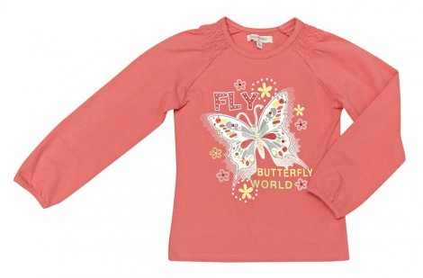 Ярко-розовая футболка с длинными рукавами для девочки PlayToday 132044, вид 1
