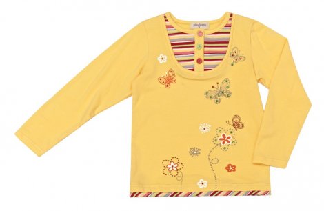 Желтая футболка с длинными рукавами для девочки PlayToday 132046, вид 1