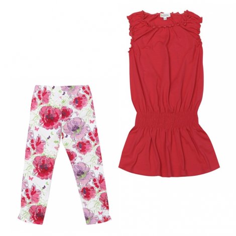 Малиновый комплект трикотажный: платье, брюки (леггинсы) для девочки S'COOL 134054, вид 1