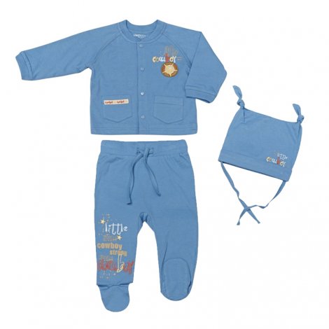 Синий комплект: кофта, брюки, шапочка для мальчика PlayToday Baby 137019, вид 1